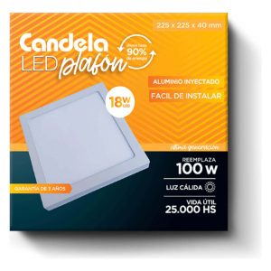 Plafon Led Aplicar Cuadrado 18w Calido Candela (6840) DISTRIGAMER