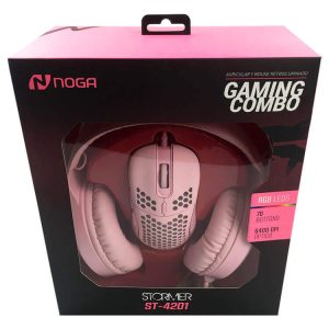 Kit Auricular Y Mouse Gamer Rosa Noga St-4201 DISTRIGAMER
