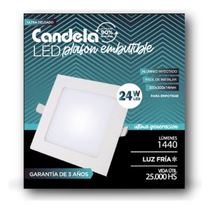 Plafon Led 24w Embutir Cuadrado Frio Candela DISTRIGAMER