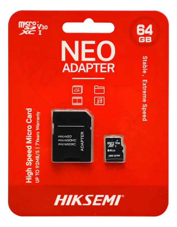 MicroSD 64GB Hiksemi Neo Clase 10 con Adaptador – Envíos Argentina