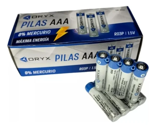 Paquete de 60 pilas AAA Oryx alcalinas con empaque abierto